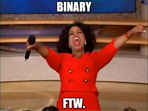 Oprah You Get A Meme | BINARY FTW. | image tagged in memes,oprah you get a | made w/ Imgflip meme maker