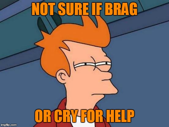 Futurama Fry Meme | NOT SURE IF BRAG OR CRY FOR HELP | image tagged in memes,futurama fry | made w/ Imgflip meme maker