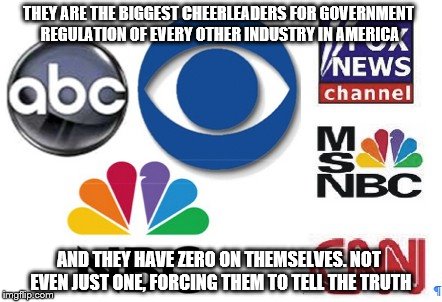 Bacterial pond scum | THEY ARE THE BIGGEST CHEERLEADERS FOR GOVERNMENT REGULATION OF EVERY OTHER INDUSTRY IN AMERICA; AND THEY HAVE ZERO ON THEMSELVES. NOT EVEN JUST ONE, FORCING THEM TO TELL THE TRUTH | image tagged in fake news | made w/ Imgflip meme maker