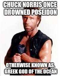 CHUCK NORRIS ONCE DROWNED POSEIDON; OTHERWISE KNOWN AS, GREEK GOD OF THE OCEAN | image tagged in chuck norris | made w/ Imgflip meme maker