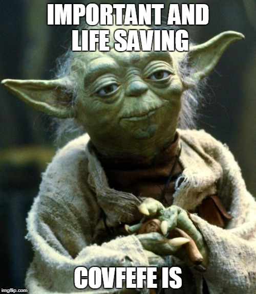 Star Wars Yoda Meme | IMPORTANT AND LIFE SAVING; COVFEFE IS | image tagged in memes,star wars yoda | made w/ Imgflip meme maker