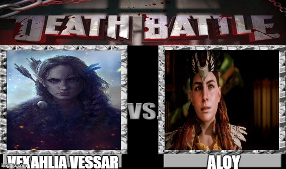 Masters of the Hunt | ALOY; VEXAHLIA VESSAR | image tagged in death battle | made w/ Imgflip meme maker
