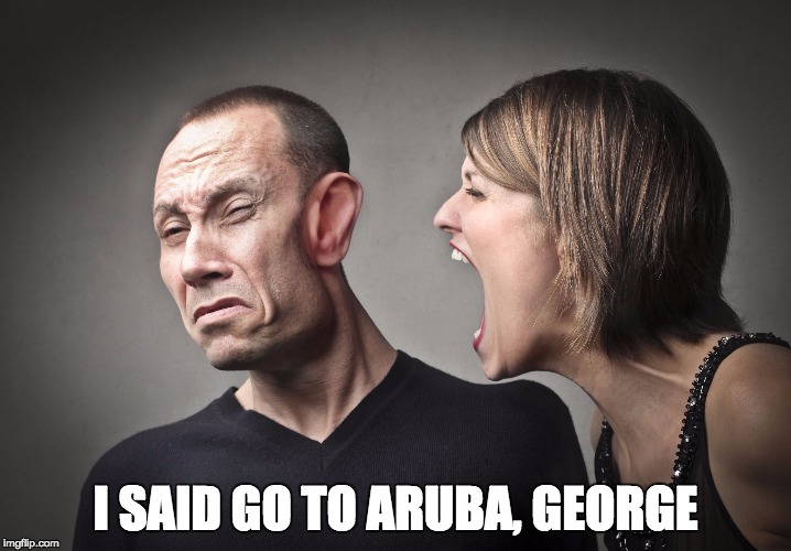 angry woman | I SAID GO TO ARUBA, GEORGE | image tagged in angry woman | made w/ Imgflip meme maker