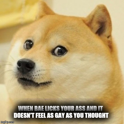 Doge Meme | WHEN BAE LICKS YOUR ASS AND IT DOESN'T FEEL AS GAY AS YOU THOUGHT | image tagged in memes,doge | made w/ Imgflip meme maker