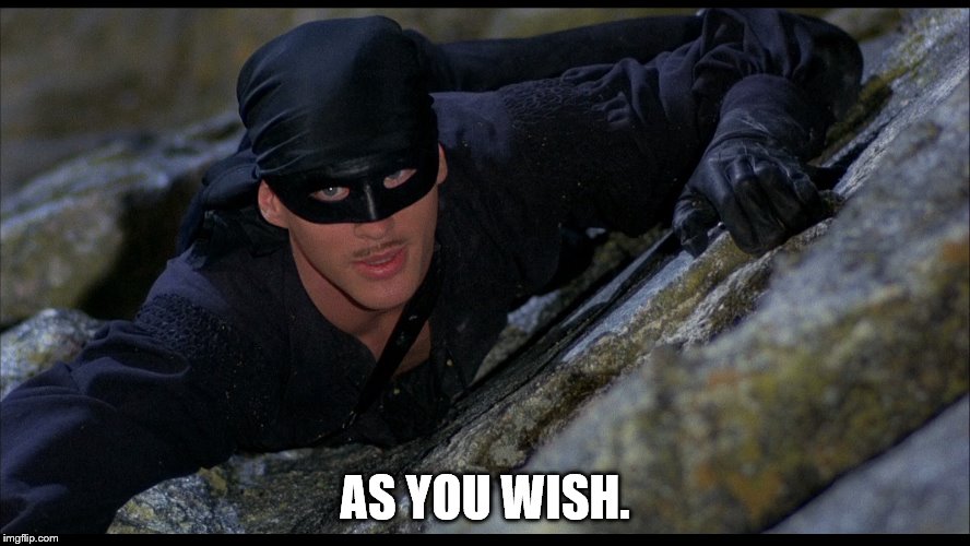 AS YOU WISH. | made w/ Imgflip meme maker
