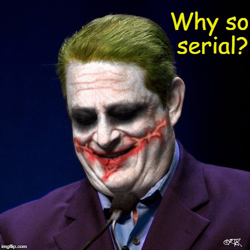 Al Gore as The Joker  | Why so serial? | image tagged in al gore as the joker,al gore,batman,the joker,south park | made w/ Imgflip meme maker