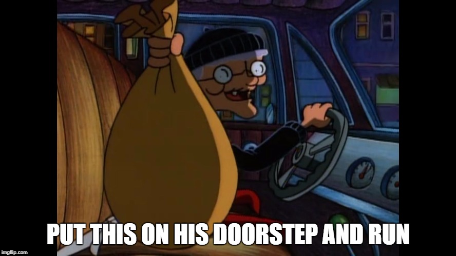 Dead cat | PUT THIS ON HIS DOORSTEP AND RUN | image tagged in granny hey arnold | made w/ Imgflip meme maker