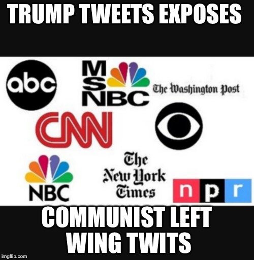 Media lies | TRUMP TWEETS EXPOSES; COMMUNIST LEFT WING TWITS | image tagged in media lies | made w/ Imgflip meme maker