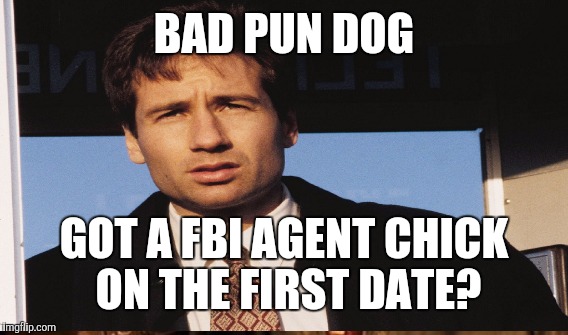 BAD PUN DOG GOT A FBI AGENT CHICK ON THE FIRST DATE? | made w/ Imgflip meme maker