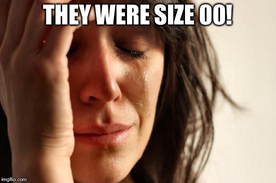 First World Problems Meme | THEY WERE SIZE 00! | image tagged in memes,first world problems | made w/ Imgflip meme maker