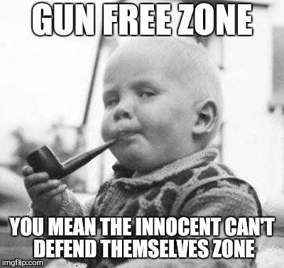 GUN FREE ZONE YOU MEAN THE INNOCENT CAN'T DEFEND THEMSELVES ZONE | made w/ Imgflip meme maker