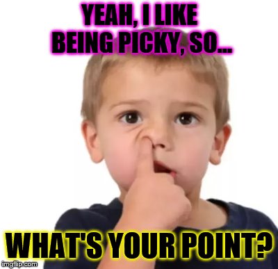 YEAH, I LIKE BEING PICKY, SO... WHAT'S YOUR POINT? | made w/ Imgflip meme maker