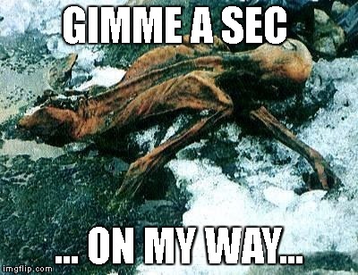 When you are frozen in a glacier and your boss asks if you are still coming into work  | GIMME A SEC; ... ON MY WAY... | image tagged in coming,ugh,srsly | made w/ Imgflip meme maker