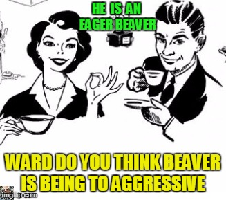 HE  IS  AN EAGER BEAVER; WARD DO YOU THINK BEAVER IS BEING TO AGGRESSIVE | made w/ Imgflip meme maker