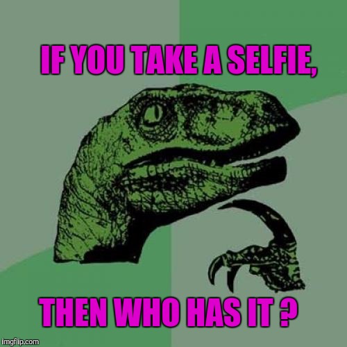 Who Took It ?
 It's Not Here ! | IF YOU TAKE A SELFIE, THEN WHO HAS IT ? | image tagged in memes,philosoraptor | made w/ Imgflip meme maker