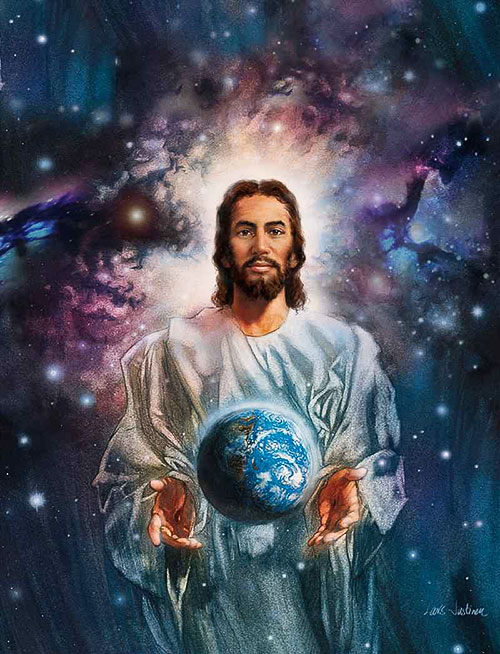 High Quality Jesus holding Earth in his hands Blank Meme Template