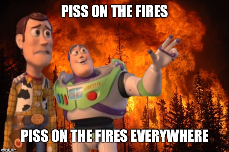 X everywhere fire | PISS ON THE FIRES PISS ON THE FIRES EVERYWHERE | image tagged in x everywhere fire | made w/ Imgflip meme maker