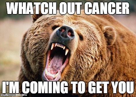 Angry Bear | WHATCH OUT CANCER; I'M COMING TO GET YOU | image tagged in angry bear | made w/ Imgflip meme maker