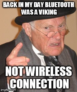 Back In My Day | BACK IN MY DAY BLUETOOTH WAS A VIKING; NOT WIRELESS CONNECTION | image tagged in memes,back in my day | made w/ Imgflip meme maker