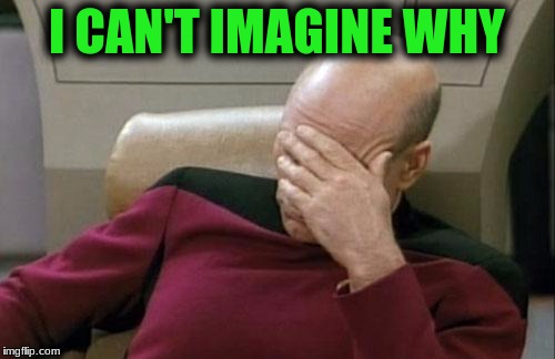Captain Picard Facepalm Meme | I CAN'T IMAGINE WHY | image tagged in memes,captain picard facepalm | made w/ Imgflip meme maker
