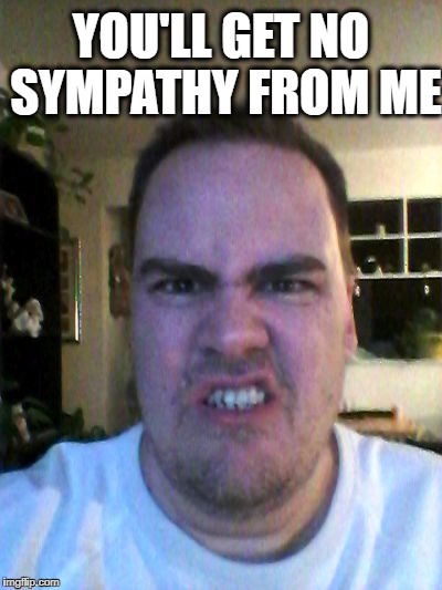 Grrr | YOU'LL GET NO SYMPATHY FROM ME | image tagged in grrr | made w/ Imgflip meme maker