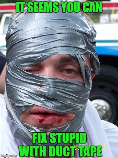 IT SEEMS YOU CAN FIX STUPID WITH DUCT TAPE | made w/ Imgflip meme maker