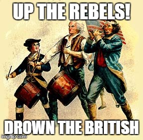 revolution | UP THE REBELS! DROWN THE BRITISH | image tagged in revolution,independance | made w/ Imgflip meme maker