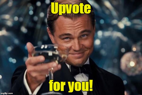 Leonardo Dicaprio Cheers Meme | Upvote for you! | image tagged in memes,leonardo dicaprio cheers | made w/ Imgflip meme maker