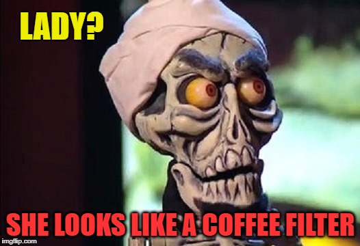 LADY? SHE LOOKS LIKE A COFFEE FILTER | made w/ Imgflip meme maker