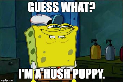 Don't You Squidward Meme | GUESS WHAT? I'M A HUSH PUPPY. | image tagged in memes,dont you squidward | made w/ Imgflip meme maker