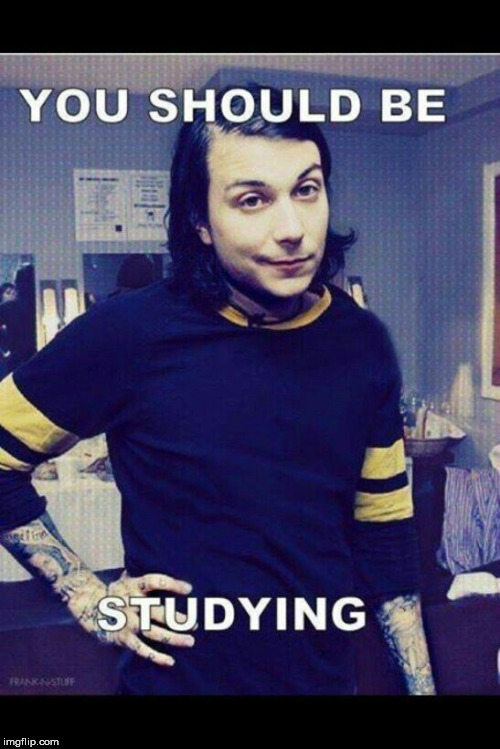 Frank's onto you.. | image tagged in frank iero,you should be studying,do your homework | made w/ Imgflip meme maker