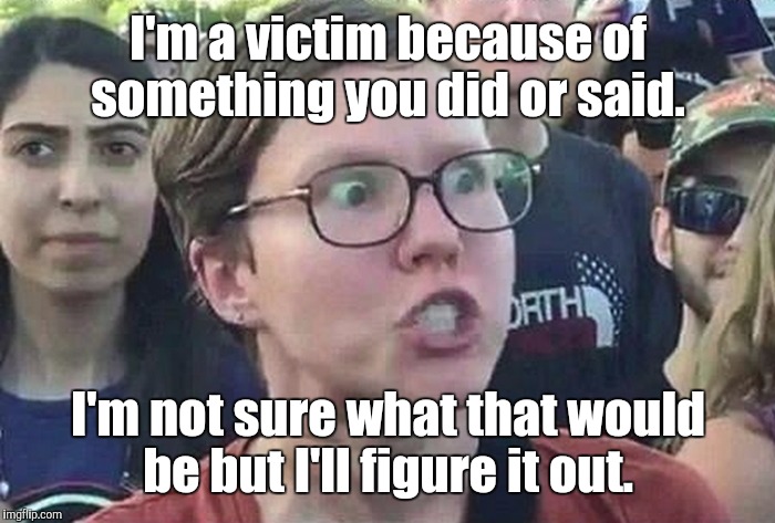 1b8nc8.jpg | I'm a victim because of something you did or said. I'm not sure what that would be but I'll figure it out. | image tagged in 1b8nc8jpg | made w/ Imgflip meme maker