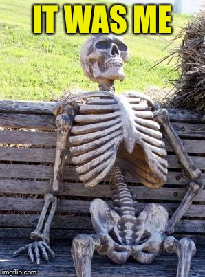 Waiting Skeleton Meme | IT WAS ME | image tagged in memes,waiting skeleton | made w/ Imgflip meme maker