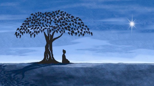 Buddha bodhi tree blue Blank Meme Template