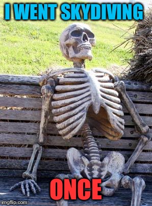 Waiting Skeleton Meme | I WENT SKYDIVING; ONCE | image tagged in memes,waiting skeleton | made w/ Imgflip meme maker