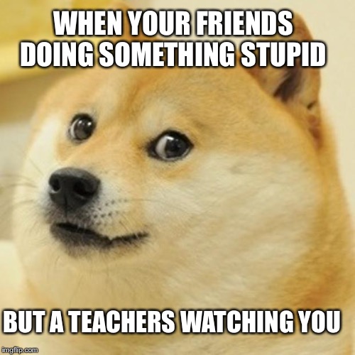 Doge | WHEN YOUR FRIENDS DOING SOMETHING STUPID; BUT A TEACHERS WATCHING YOU | image tagged in memes,doge | made w/ Imgflip meme maker