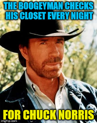 Actually, if he was hiding there he probably would have got bored and destroyed it | THE BOOGEYMAN CHECKS HIS CLOSET EVERY NIGHT; FOR CHUCK NORRIS | image tagged in memes,chuck norris,closet | made w/ Imgflip meme maker