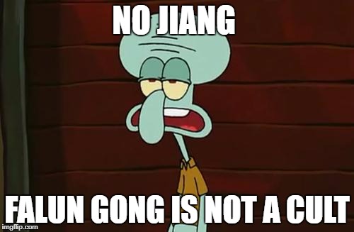 no patrick mayonnaise is not a instrument | NO JIANG; FALUN GONG IS NOT A CULT | image tagged in no patrick mayonnaise is not a instrument | made w/ Imgflip meme maker