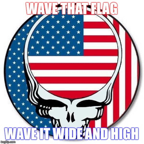 WAVE THAT FLAG; WAVE IT WIDE AND HIGH | image tagged in grateful dead | made w/ Imgflip meme maker