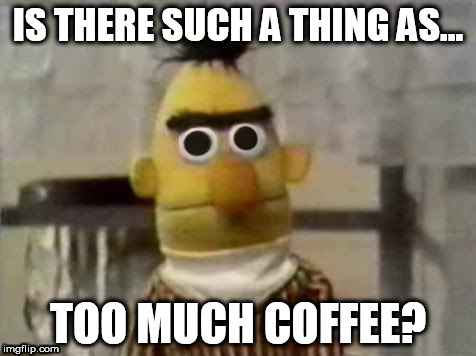 There cant be, right? | IS THERE SUCH A THING AS... TOO MUCH COFFEE? | image tagged in sesame street | made w/ Imgflip meme maker