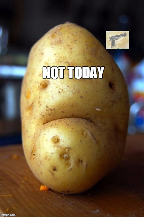 sad potato | NOT TODAY | image tagged in sad potato | made w/ Imgflip meme maker