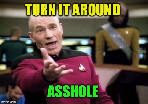 Picard Wtf Meme | TURN IT AROUND ASSHOLE | image tagged in memes,picard wtf | made w/ Imgflip meme maker