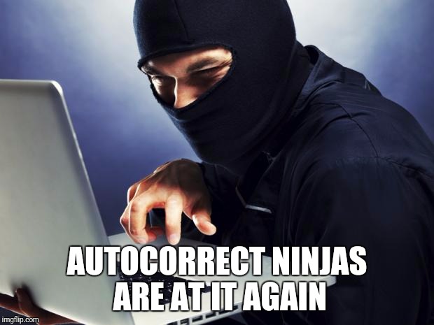 Ninja | AUTOCORRECT NINJAS ARE AT IT AGAIN | image tagged in ninja | made w/ Imgflip meme maker