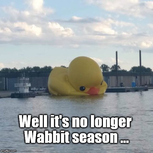 Wabbit Season | Well it's no longer Wabbit season ... | image tagged in rubber duckie | made w/ Imgflip meme maker