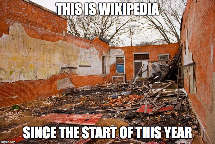 Ruins | THIS IS WIKIPEDIA; SINCE THE START OF THIS YEAR | image tagged in wikipedia,ruins,memes | made w/ Imgflip meme maker