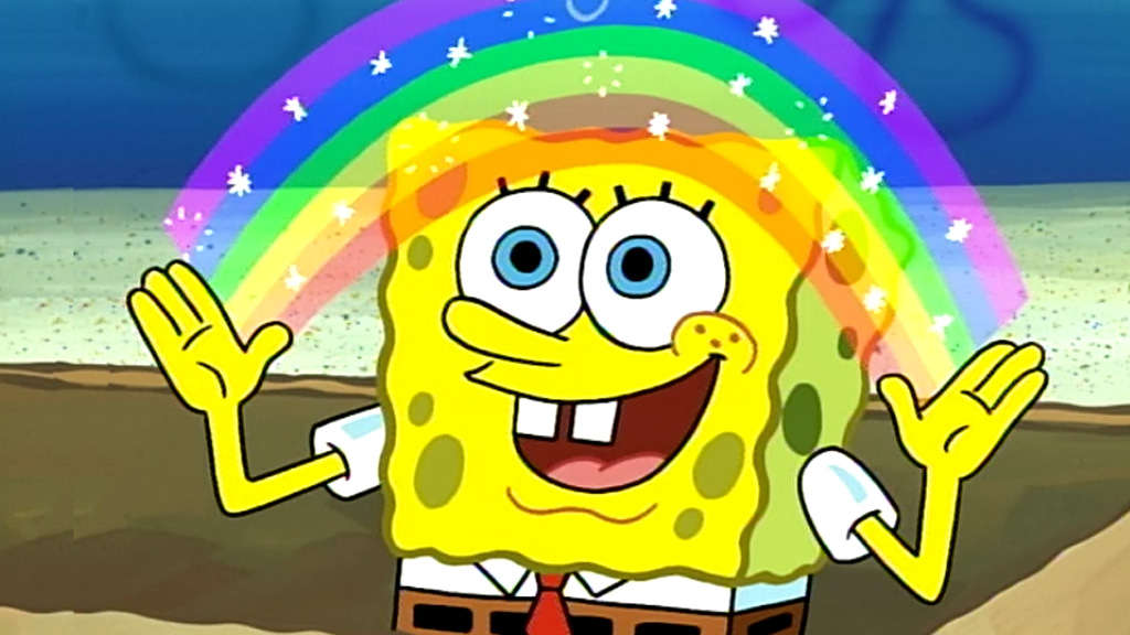High Quality SpongeBob rainbow Blank Meme Template