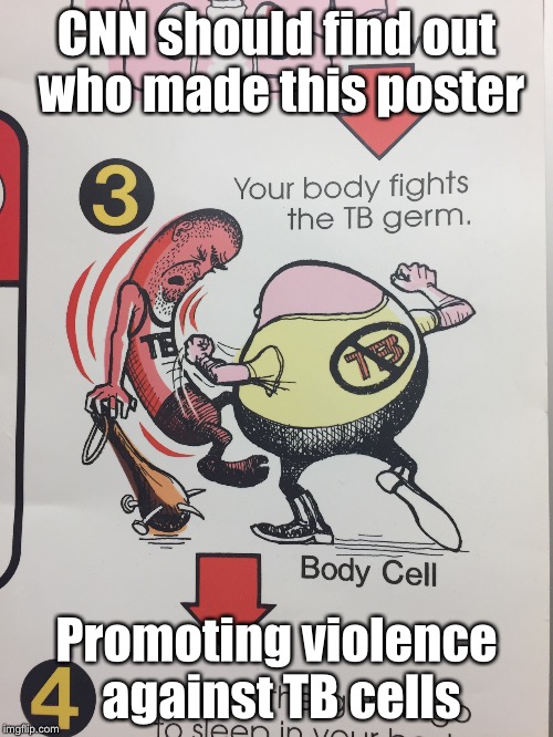 Rage against the Germs | CNN should find out who made this poster; Promoting violence against TB cells | image tagged in memes,cnn,tuberculosis | made w/ Imgflip meme maker
