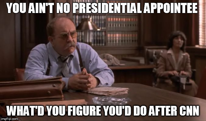 YOU AIN'T NO PRESIDENTIAL APPOINTEE; WHAT'D YOU FIGURE YOU'D DO AFTER CNN | image tagged in wilford brimley | made w/ Imgflip meme maker