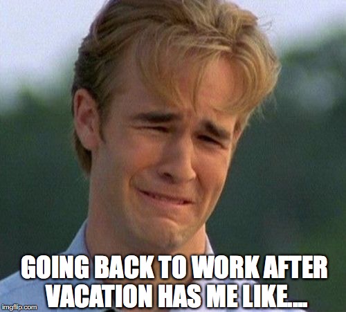 1990s First World Problems Meme | GOING BACK TO WORK AFTER VACATION HAS ME LIKE.... | image tagged in memes,1990s first world problems | made w/ Imgflip meme maker