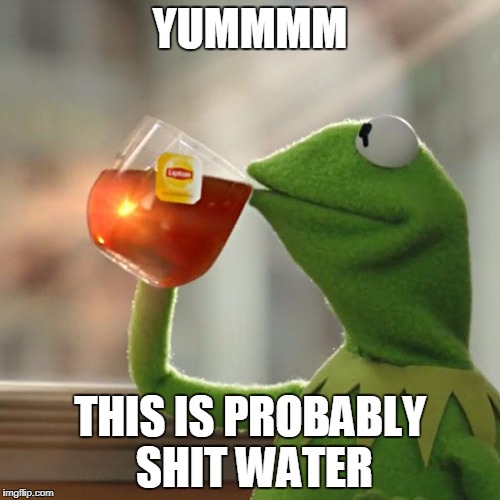 But That's None Of My Business Meme | YUMMMM; THIS IS PROBABLY SHIT WATER | image tagged in memes,but thats none of my business,kermit the frog | made w/ Imgflip meme maker